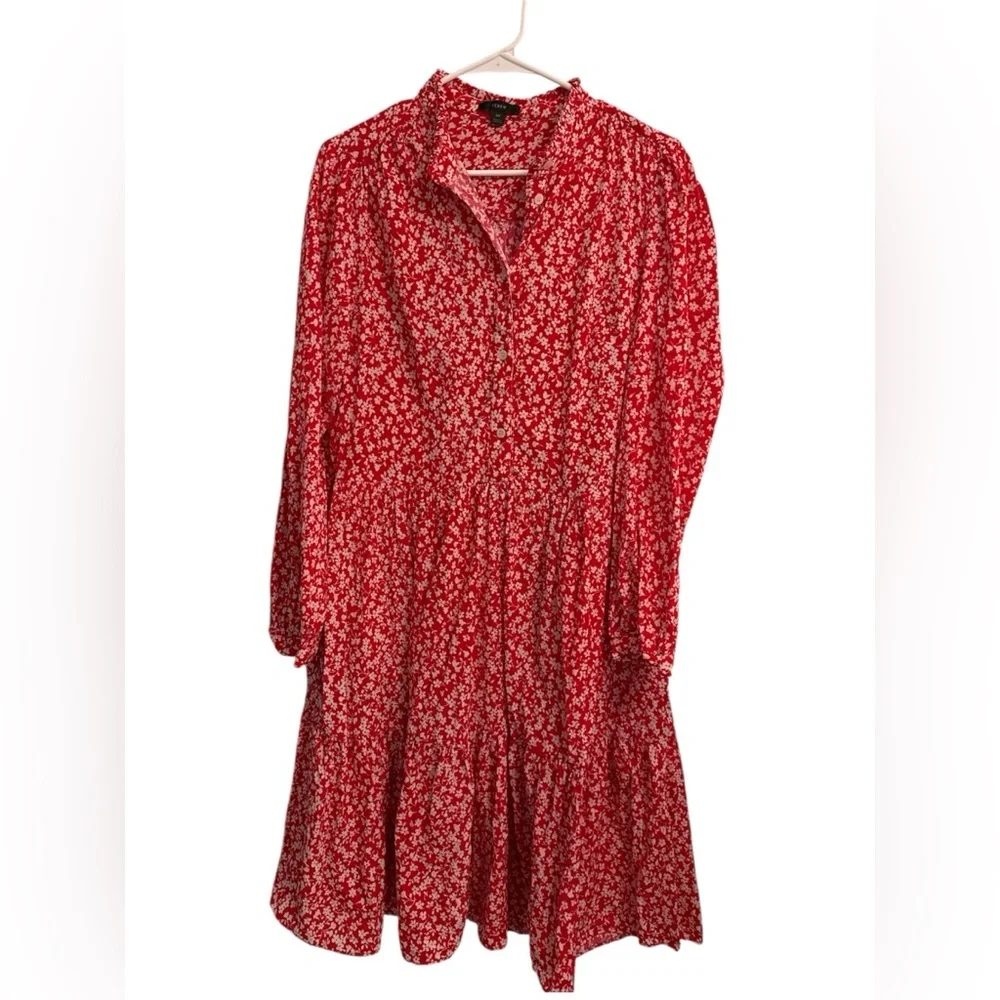 J. Crew Red and White Floral Blouse - Picture 1 of 3